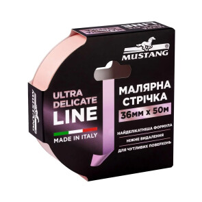 Малярная лента рисовая MUSTANG ULTRA DELICATE LINE розовая 25мм*50м №1