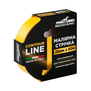 Малярная лента рисовая MUSTANG CONTOUR LINE желтая 25мм*50м №2