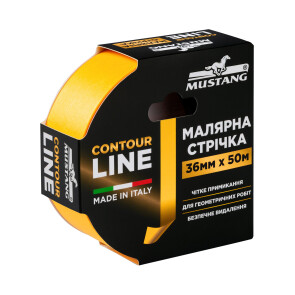 Малярна стрічка рисова MUSTANG CONTOUR LINE жовта 36мм*50м №2