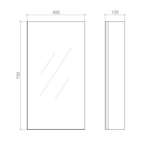 Зеркальный шкаф "Панорама" 40см эконом Левая 750х400х135 №5