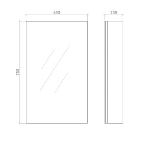 Зеркальный шкаф "Панорама" 45см эконом Права 750х450х135 №5