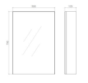 Зеркальный шкаф "Панорама" 50см эконом Левая 750х500х135 №5