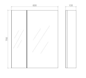Дзеркальна шафа "Панорама" 60см економ Права 750х600х135 №5