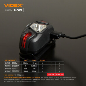 Налобний світлодіодний ліхтарик VIDEX VLF-H015 330Lm 5000K Уцінка №12