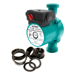 Насос циркуляційний 75Вт Hmax 4м Qmax 40л/хв Ø1 1/2" 180мм зел+гайки Ø1 WETRON LР525–4/180С (774312) Уцінка №1