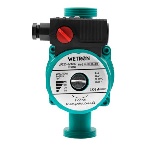 Насос циркуляційний 75Вт Hmax 4м Qmax 40л/хв Ø1 1/2" 180мм зел+гайки Ø1 WETRON LР525–4/180С (774312) Уцінка №3