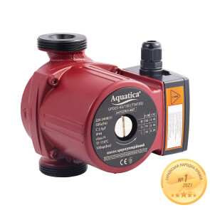 Насос циркуляційний 100Вт Hmax 6м Qmax 75л/хв Ø1½" 130мм+гайки Ø1" AQUATICA (774133) Уцінка №1