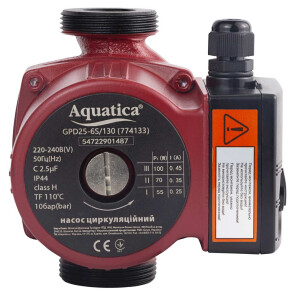 Насос циркуляційний 100Вт Hmax 6м Qmax 75л/хв Ø1½" 130мм+гайки Ø1" AQUATICA (774133) Уцінка №8