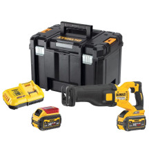 Пила шабельна акумуляторна DeWALT, 54В XR FLEXVOLT Li-lon 3 Аг, 0 - 3000 ход/хв, величина ходу 28.6 мм, вага 3.54 кг, TSTAK