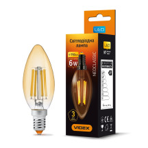 LED лампа VIDEX Filament C37FA 6W E14 2200K бронза