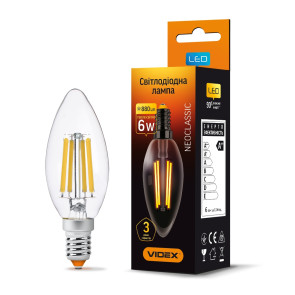 LED лампа VIDEX Filament C37F 6W E14 3000K №1