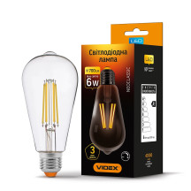 LED лампа VIDEX Filament ST64FD 6W E27 4100K дімерна