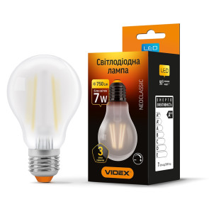 LED лампа VIDEX Filament A60FMD 7W E27 4100K диммерная №1