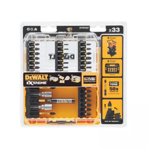 Набор бит DeWALT, EXTREME FlexTorq, Phillips, Pozidriv, Torx, Pz1, Pz2, Pz3, Ph1, Ph2, Ph3, T10, T15, T20, T25, T30, Pz2, Ph2, L = 25 м, 33 шт, кейс №2