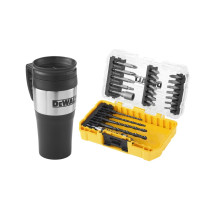 Набір біт і свердел DeWALT Phillips, Pozidriv, Torx, Pz2, Pz3, Ph2, T10, T15, T20, T25, T30, L= 25, 50 мм, 25 шт, термокружка, кейс ToughCase