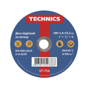 Диск відрізний по металу, 180х1,6х22 Technics | 17-714 №1