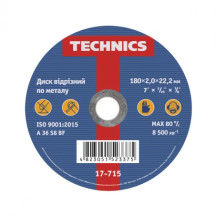 Диск відрізний по металу, 180х2х22 Technics | 17-715