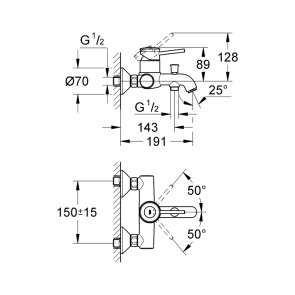 Змішувач для ванни Grohe BauClassic 32865000 №2