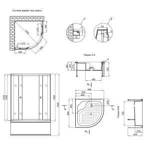 Душова кабіна Lidz Latwa SC90x90.SAT.HIGH.FR, скло Frost 4мм №2