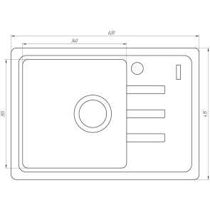 Гранитная мойка Globus Lux MONO миндаль 620х435мм-А0008 №3