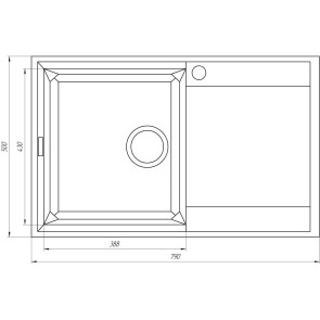 Гранитная мойка Globus Lux KOMO черный металiк 790х500мм-А0001 №4