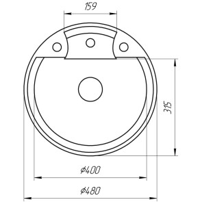 Гранітна мийка Globus Lux GURON чорний металiк 480мм-А0001 №6