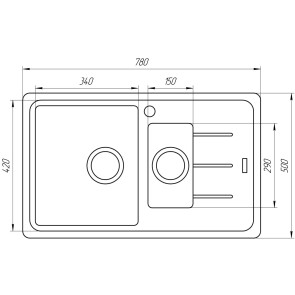 Гранитная мойка Globus Lux IZEO мокко 780х500мм №6