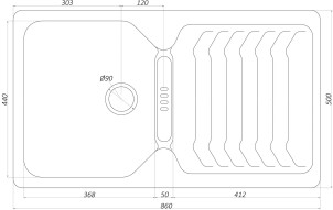 Гранітна мийка Globus Lux BOREN коричневий 860x500мм-А0006 №6