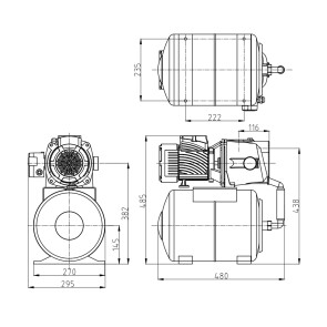 Насосная станция Pumpman ATJET100 Нmax 43м Qmax 3,6 куб.м 750Вт бак 24л №2