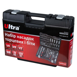 Набір насадок торцевих і біти 1/4", 3/8", 1/2" 172 шт CrV Taiwan ULTRA №8