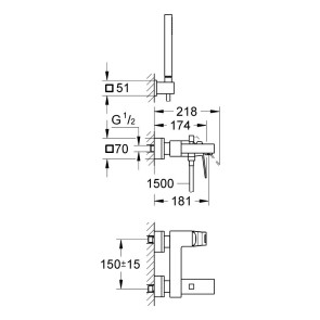 Змішувач для ванни Grohe Eurocube 23141000 №2