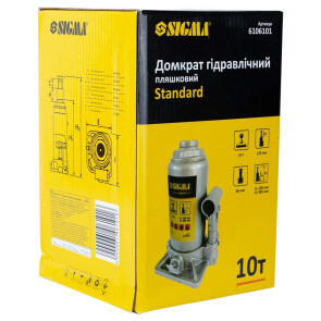 Домкрат гидравлический бутылочный 10т H 200-385мм Standard SIGMA (6106101) №4