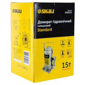 Домкрат гидравлический бутылочный 15т H 210-410мм Standard SIGMA (6106151) №4