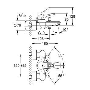 Змішувач для ванни Grohe Eurostyle 33591003 №2