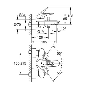 Смеситель для ванны Grohe Eurostyle 33591LS3 №2