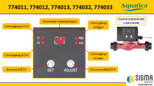 Насос циркуляційний з термодатчиком 65Вт Hmax 4м Qmax 63л/хв Ø1" 130мм+гайки Ø¾" AQUATICA (774011) №7