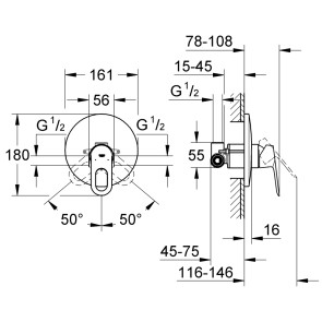 Змішувач прихованого монтажу для душу Grohe BauLoop 29080000 №2