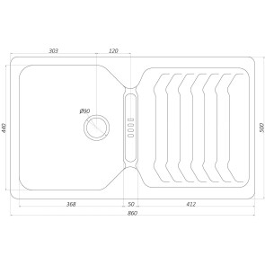 Гранитная мойка Globus Lux BOREN черный 860х500мм-А0002 №5