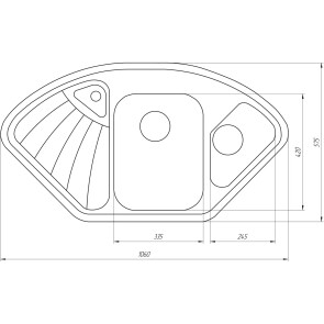 Гранитная мойка Globus Lux AVERNO черный металлик 1060х575мм-А0001 №6