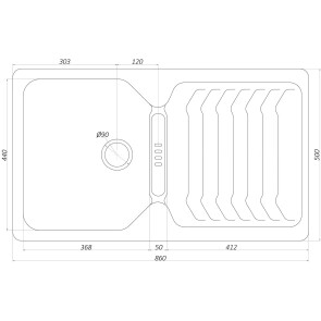 Гранітна мийка Globus Lux BOREN сірий камiнь 860х500мм-А0005 №6