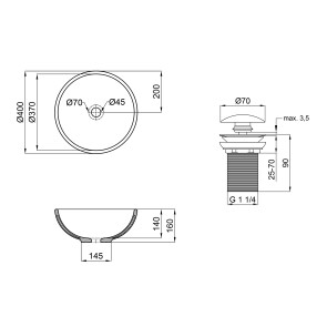 Раковина-чаша Qtap Owl 400х400х155 White з донним клапаном QT1911K53W №2