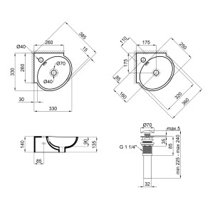 Раковина Qtap Leo 390x365x130 White с донным клапаном QT11115010W №2