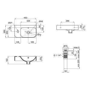 Раковина Qtap Tern 450х260х155 White з донним клапаном QT17115117LW №2