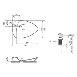 Раковина-чаша Qtap Leo 695х460х115 White з донным клапаном QT1111A089TW №2