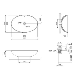 Раковина-чаша Qtap Dove 625х415х150 White з донним клапаном QT06113077W №2