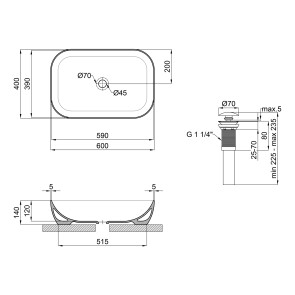 Раковина-чаша Qtap Robin 610х400х145 Matt black з донним клапаном QT132143PMBMB №2