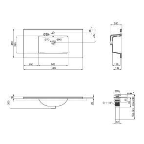 Раковина Qtap Albatross E49 1000х490х200 White з донным клапаном QT01119100E49W №2