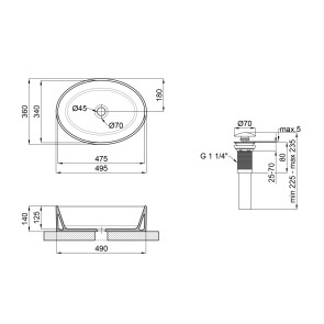 Раковина-чаша Qtap Kolibri 500x360x140 White з донним клапаном QT10113054W №2