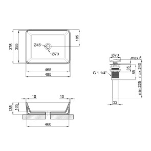 Раковина-чаша Qtap Tern 475х370х140 Matt black з донним клапаном QT172074MBMB №2