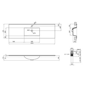 Раковина Qtap Albatross E 1500х460х180 White з донним клапаном QT01119150EW №2